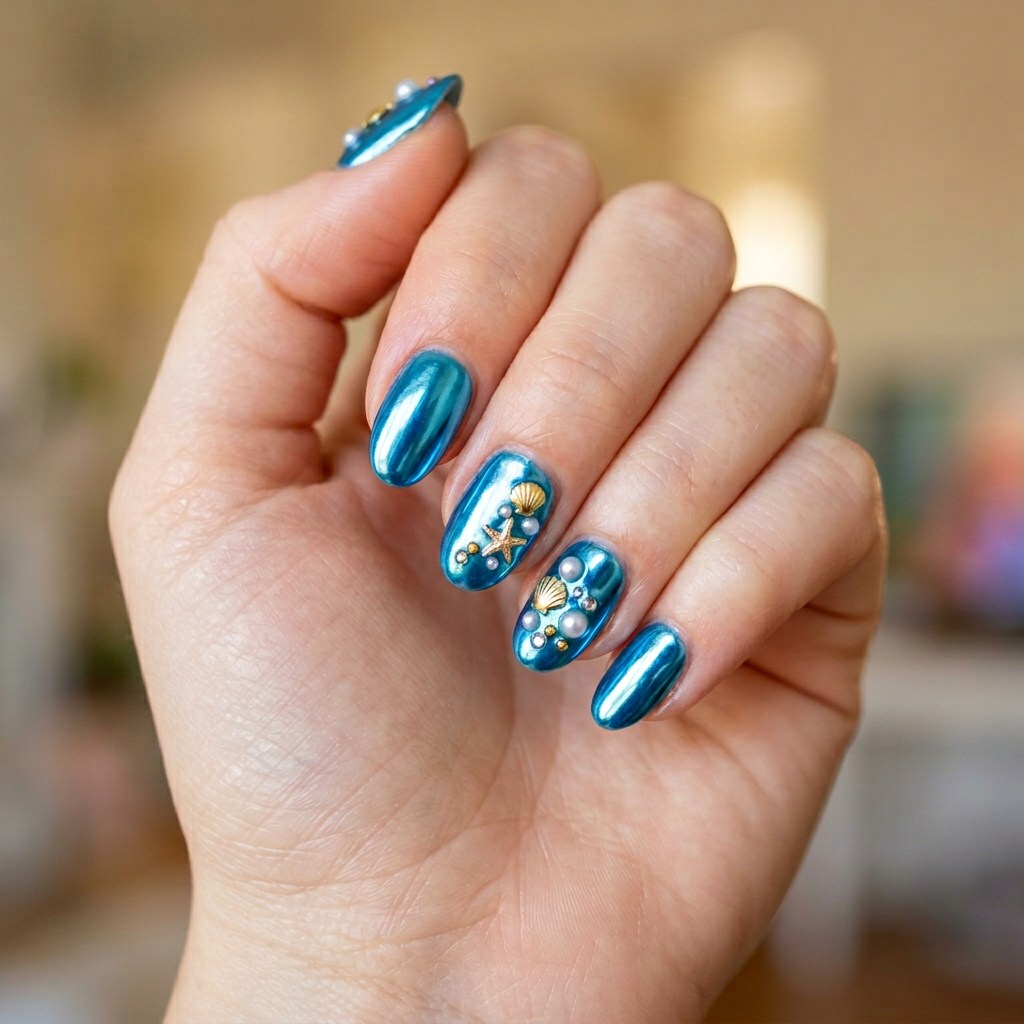 ocean blue chrome with shell accents